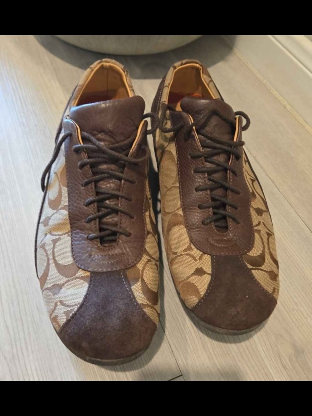 Coach Men's Signature Canvas & Brown Leather Sneakers